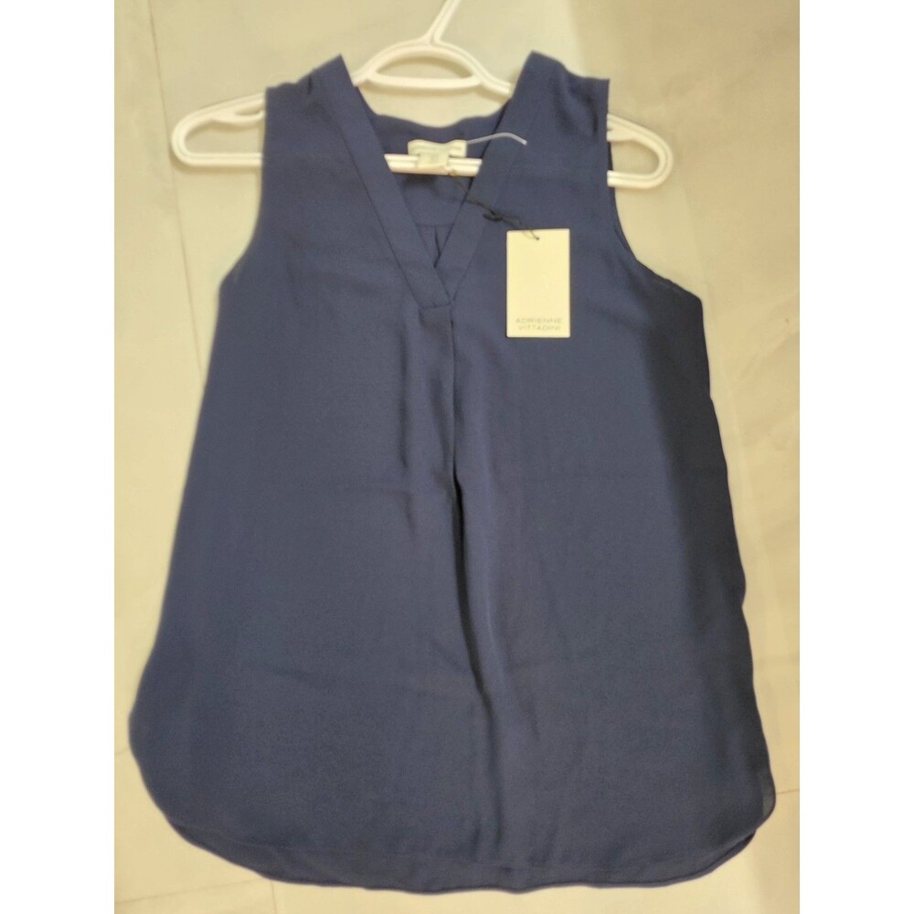 NWT Adrienne Vittadini Dark Blue Womens  Sleeveless Blouse Top Small